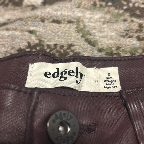 Edgerly waxed denim jeans maroon burgundy high rise slim straight leg ankle - Picture 2 of 6